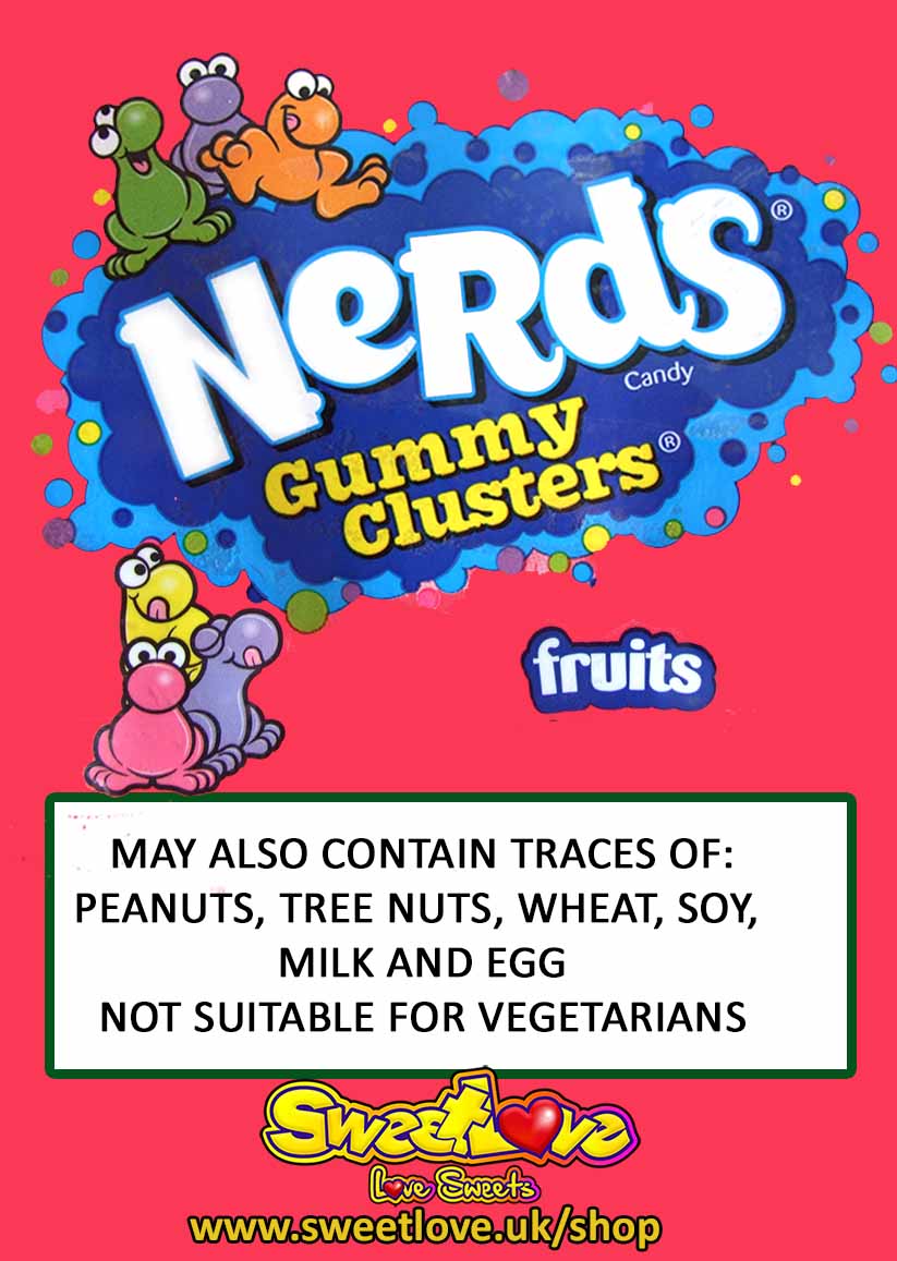 Vending label for Nerds Gummy Clusters - Fruits.